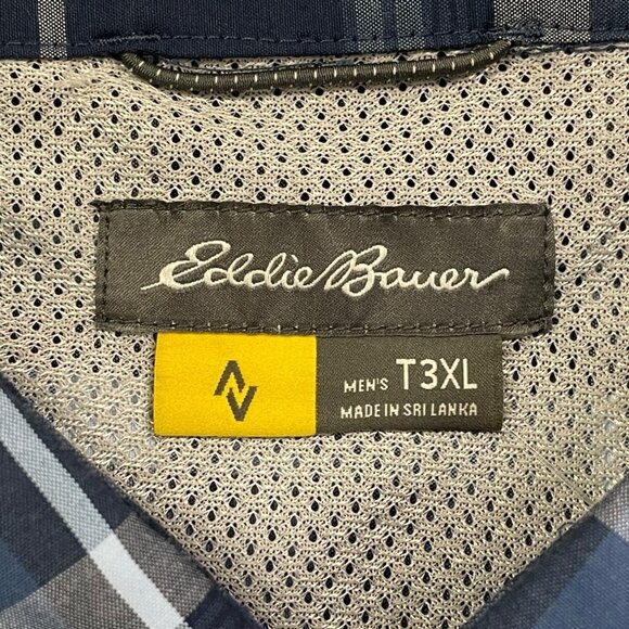 Eddie Bauer Mens Blue & Navy Plaid Long Sleeve Button-Up Shirt Size 3XL - New - Picture 7 of 11